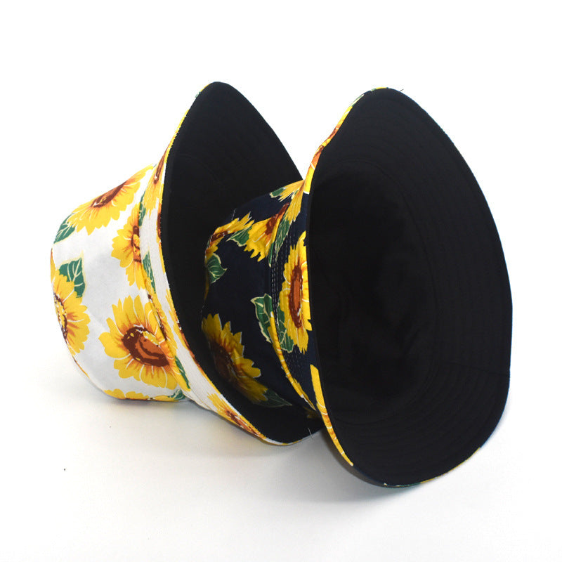 Sombrero de pescador de girasol con estampado de algodón al por mayor